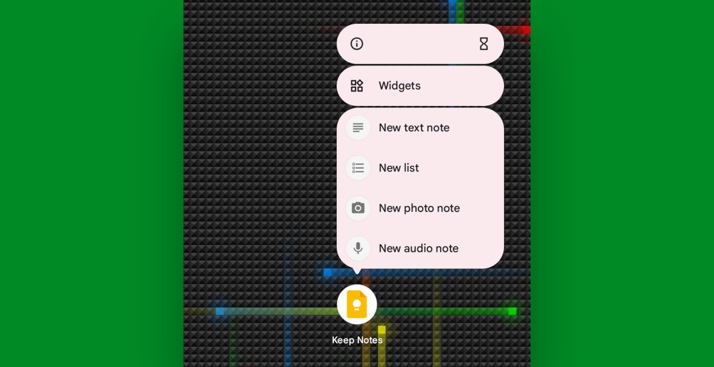 Android app shortcuts: Google Keep