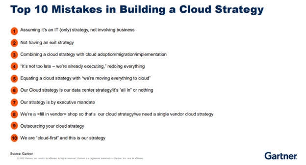 top ten mistakes in building a cloud strategy