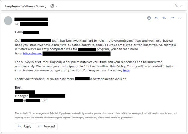 A human-created phishing email