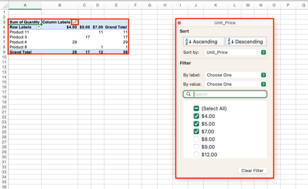 excel pivottable filtering example 2