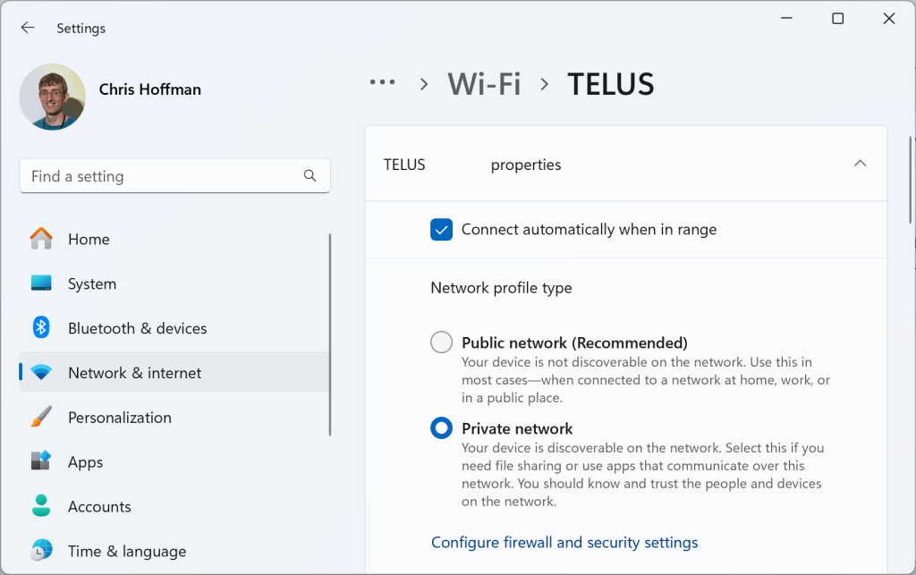 Wi-Fi private network