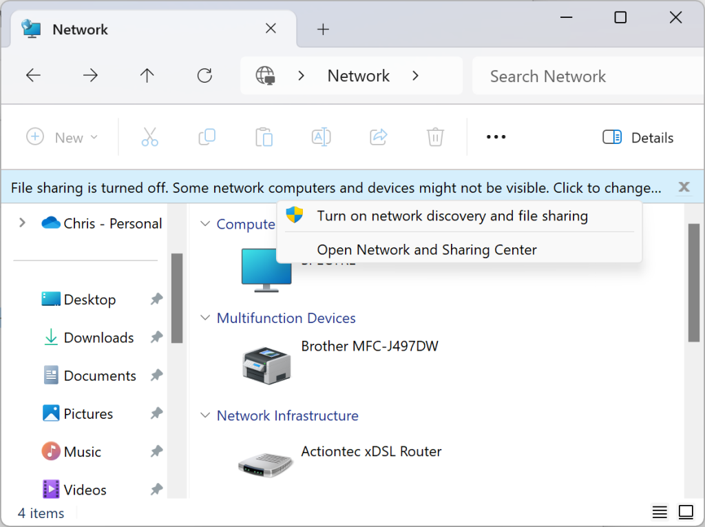 Network discovery in Windows