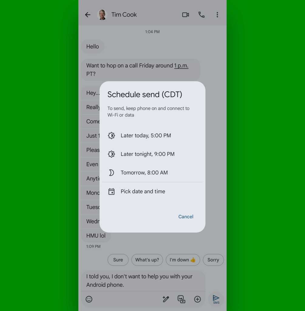 Android Messages: Scheduled send