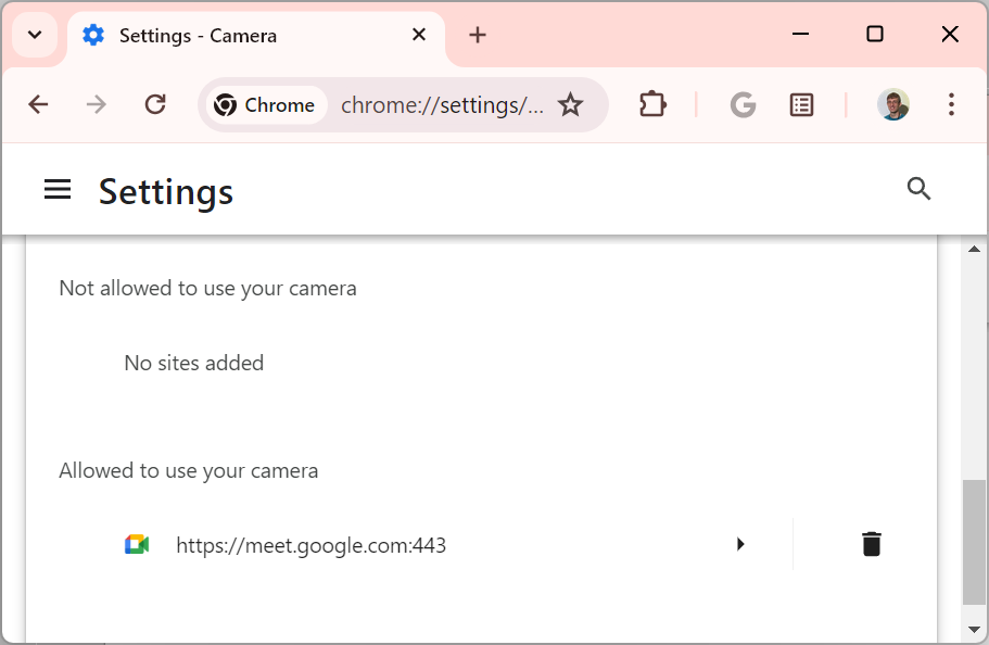 Chrome webcam privacy
