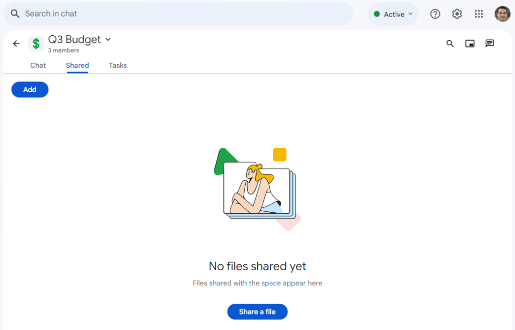 google spaces - shared tab