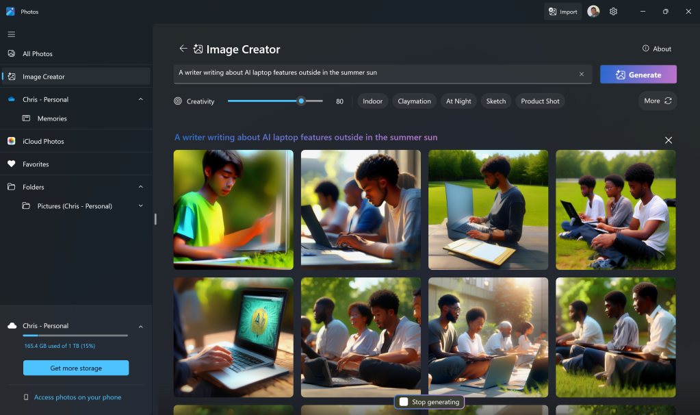 Microsoft Copilot+ PC: Photos Image Creator