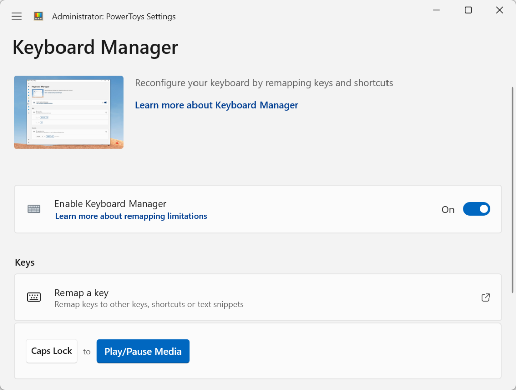 Windows keyboard manager