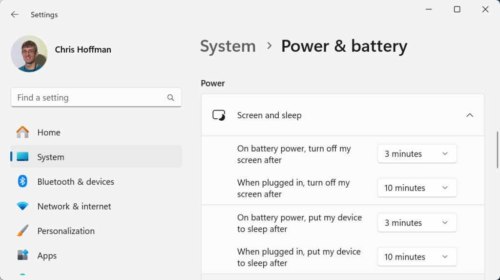 Windows laptop battery life: Screen and sleep