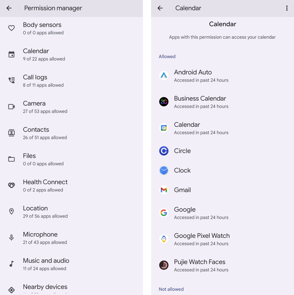 Android security: Permission manager