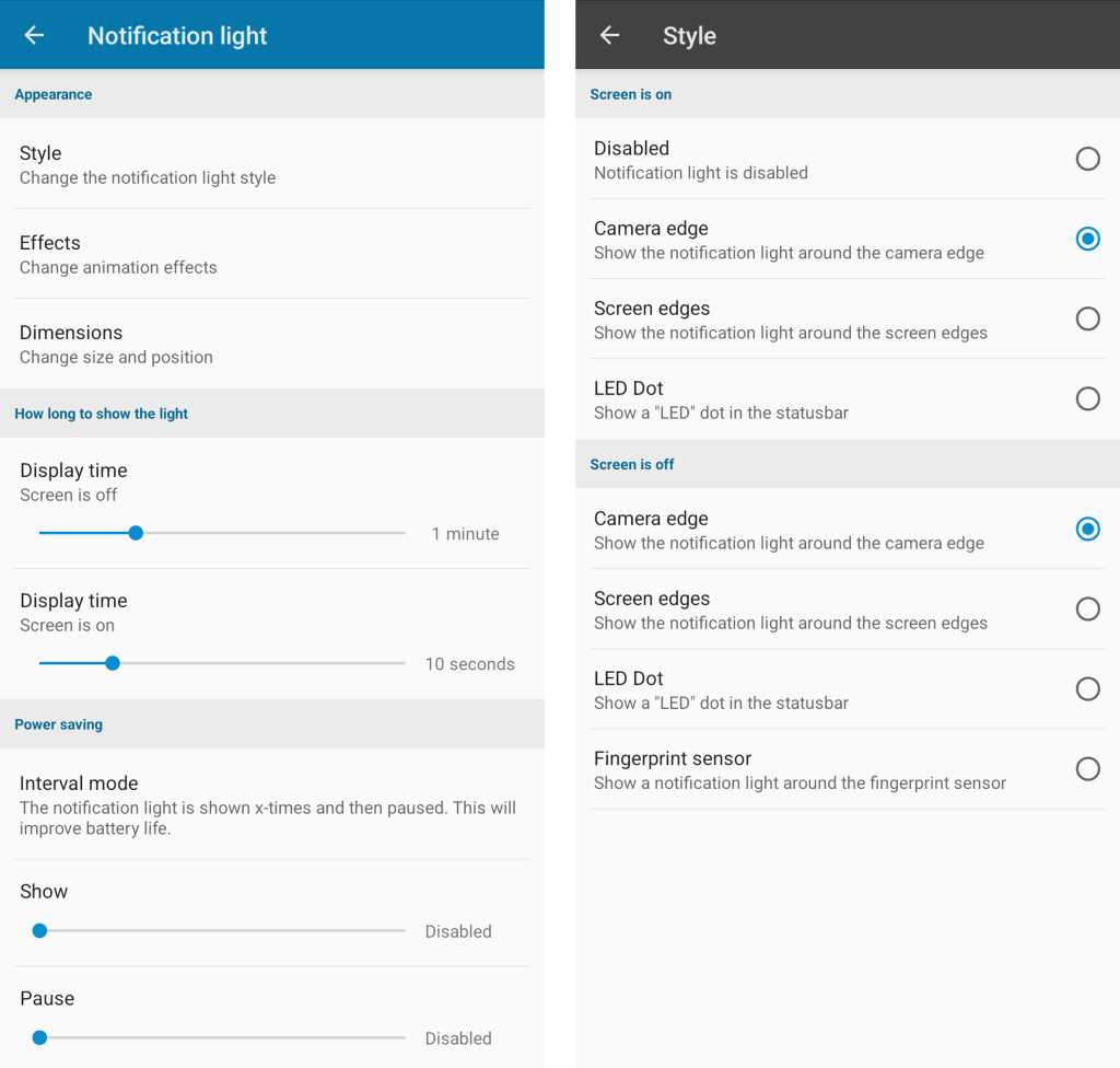 Android status bar: AodNotify Settings