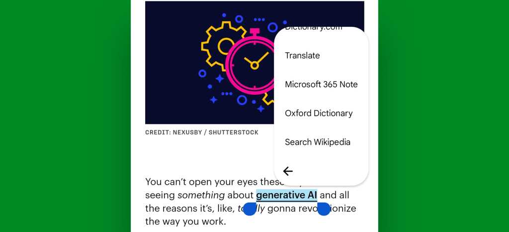 Android text selection shortcuts: Wikipedia