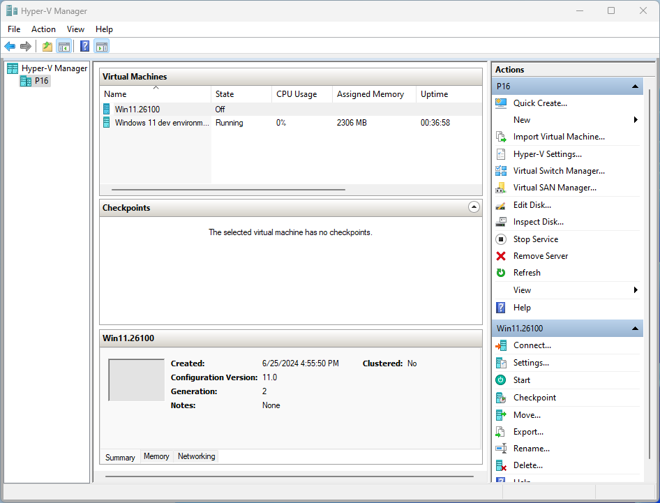 new vm present but not installed in hyper-v manager