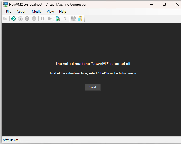 new vm turned off