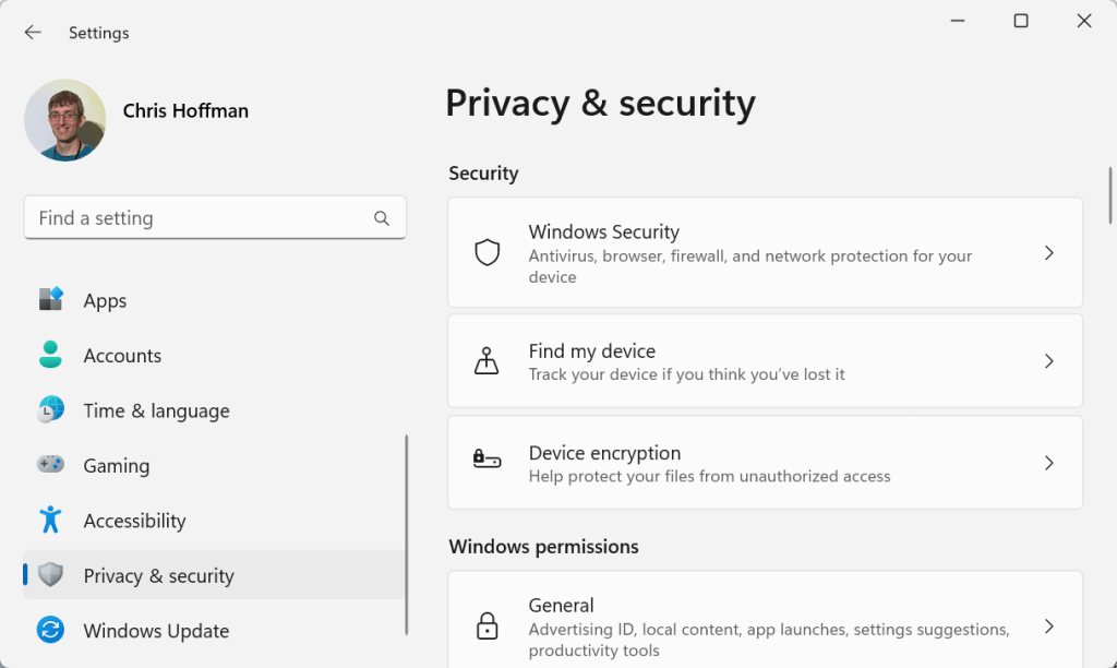 Windows settings showing device encryption