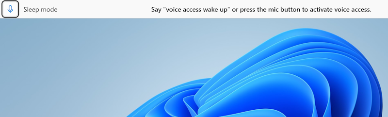 Windows 11 voice access bar