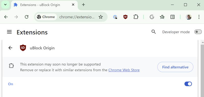 Chrome extension support warning