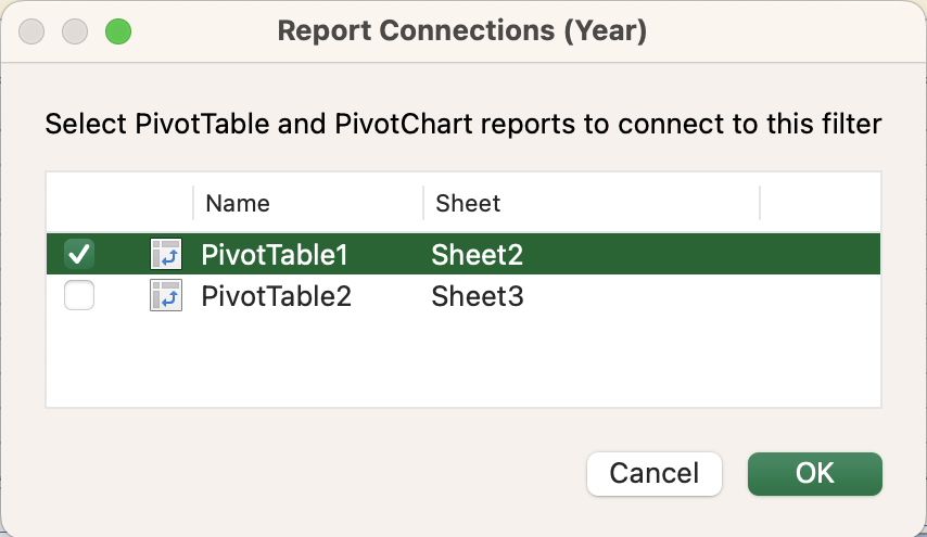 disconnecting pivottable from slicer