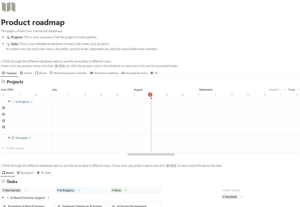 product roadmap template in notion