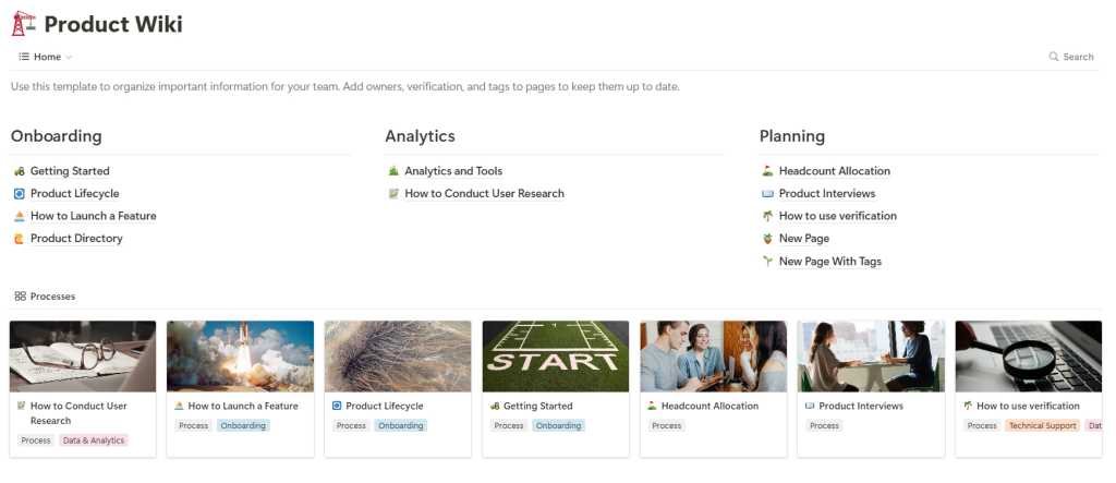 product wiki template in notion