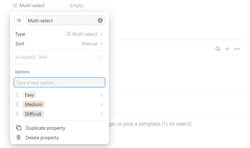 adding a property to a notion template