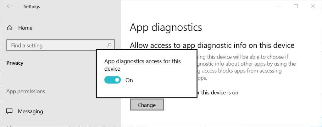 windows 10 app diagnostics screen