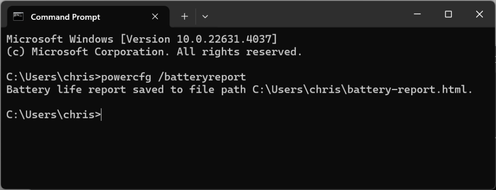 Powercfg battery report