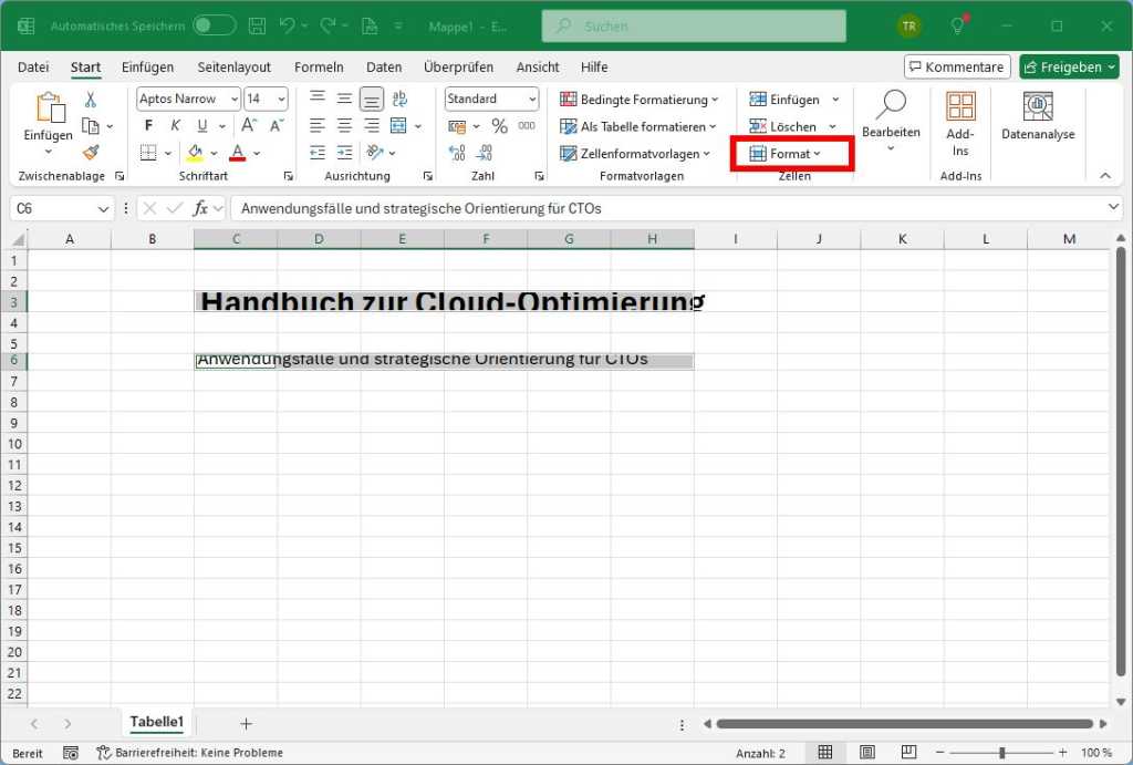 Microsoft Excel, Zeilenhöhe, auto add, Zellengröße