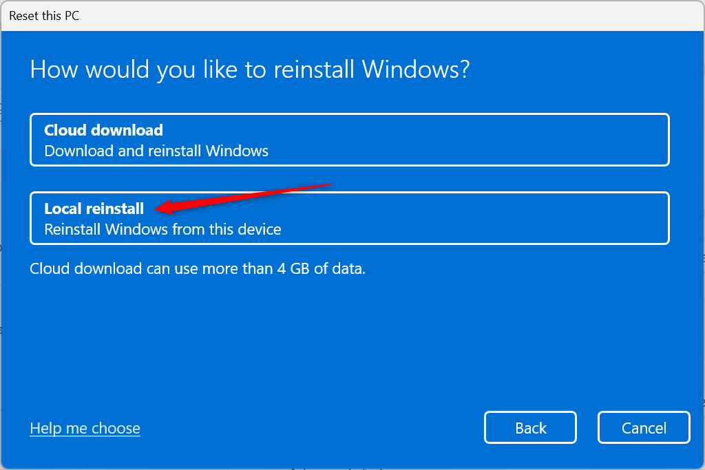 Wipe Windows: Local reinstall