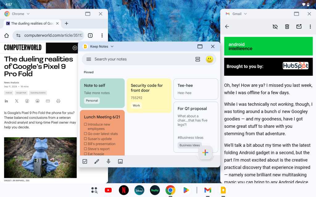 Google Android tablet windowed apps
