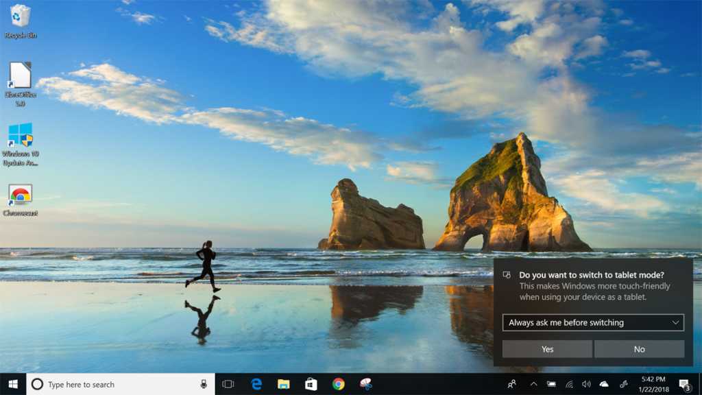 windows 10 continuum switch to tablet mode