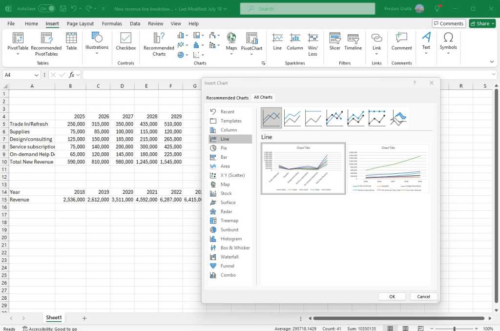 microsoft excel chart types