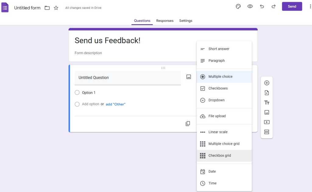 creating a feedback form in google forms