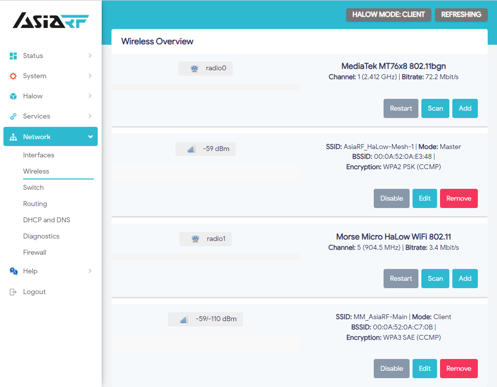 AsiaRF access point GUI