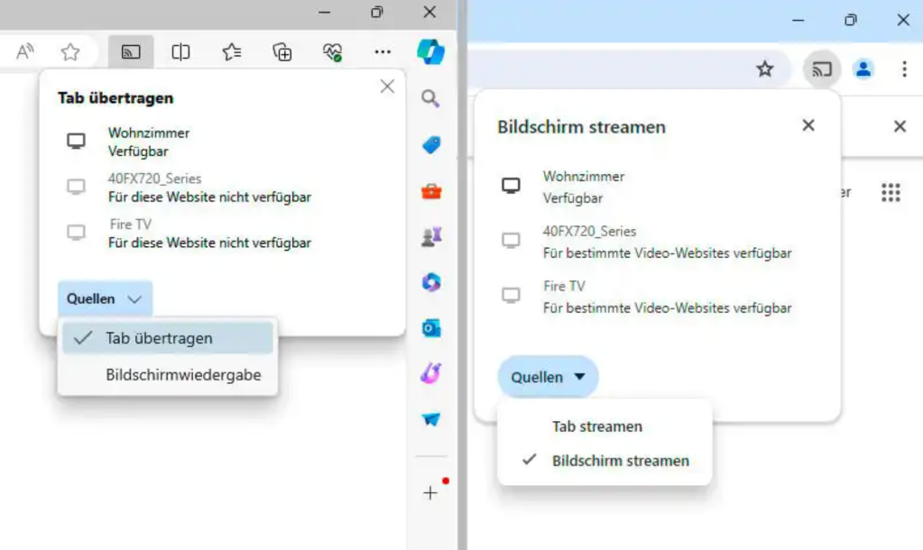 Microsoft Edge (left) or Google Chrome (right)