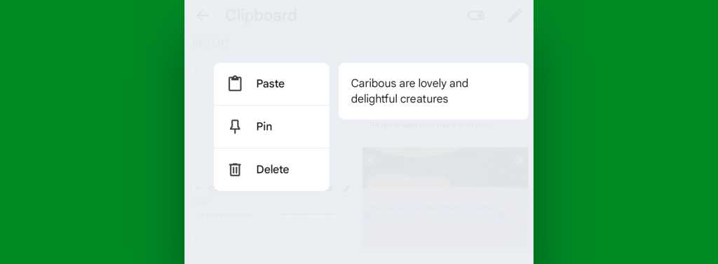 Google Gboard Android text input: Clipboard pin