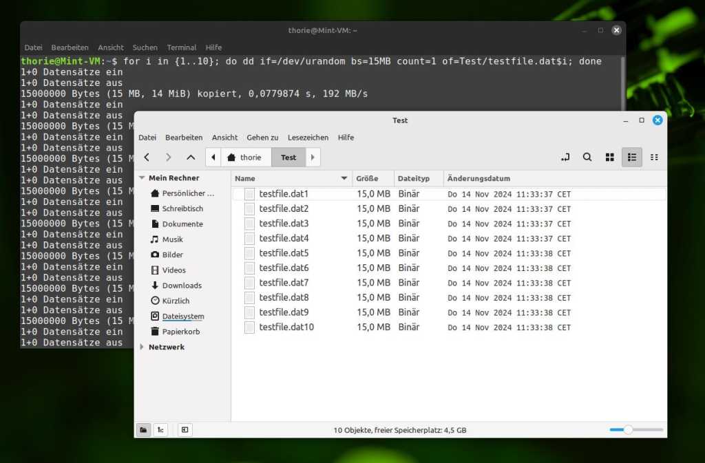 Image: Linux: Testdateien mit bestimmter GrÃ¶Ãe erstellen