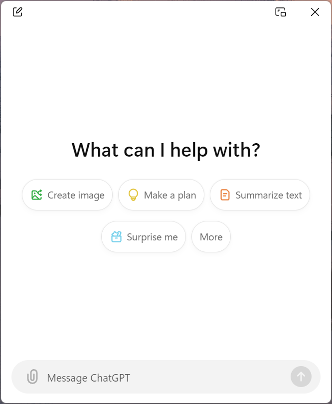 ChatGPT small window