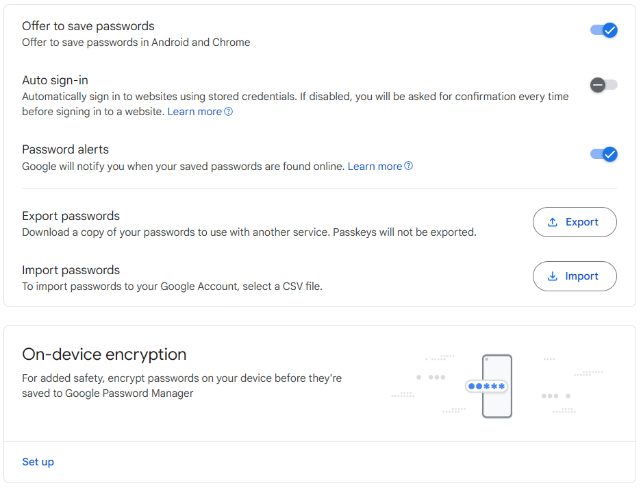 Getting started with Google Password Manager