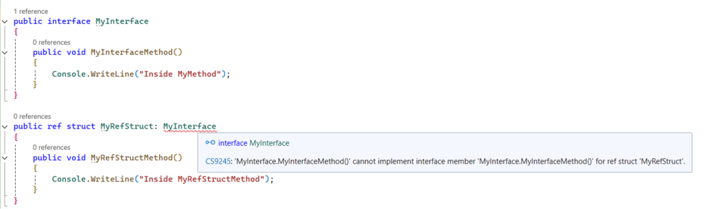 ref struct compiler error C#