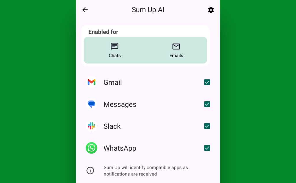 Summarize notifications on Android: Sum Up AI app selection