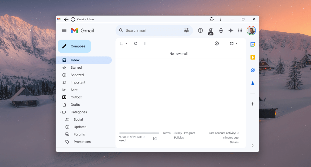 Gmail offline settings