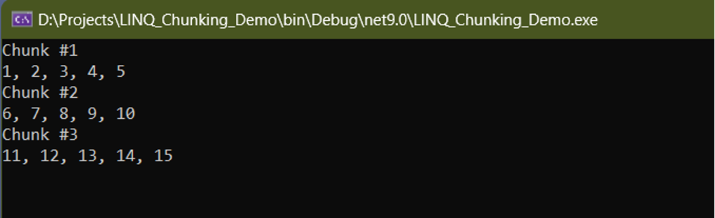 How to chunk data using LINQ in C#