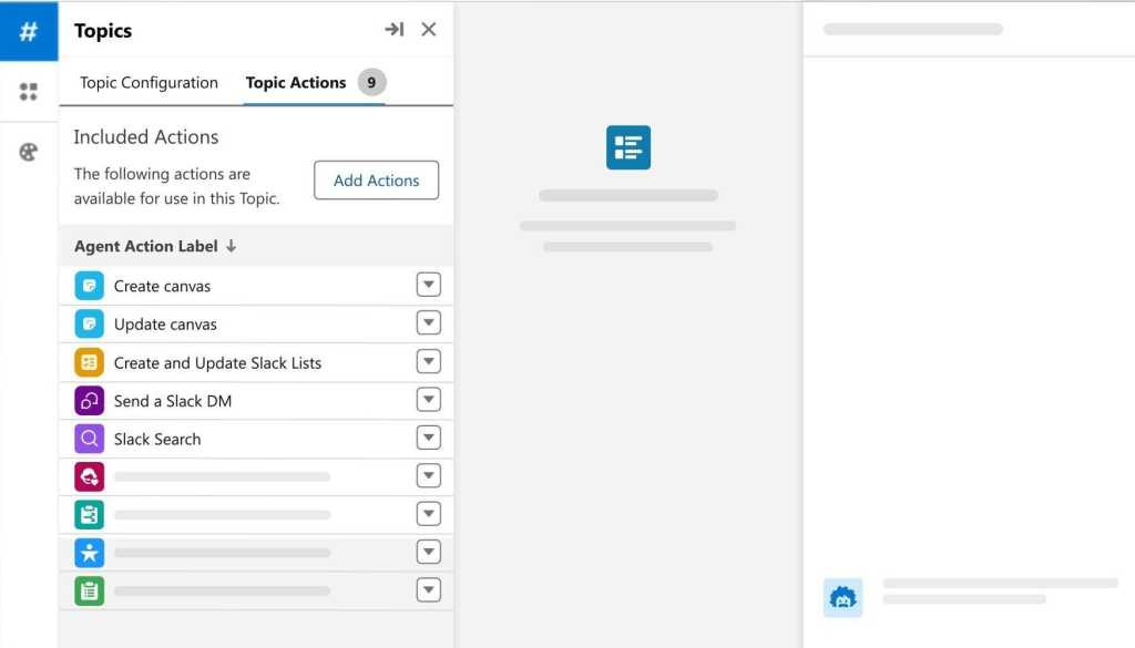 Slack "actions" in Agent Builder