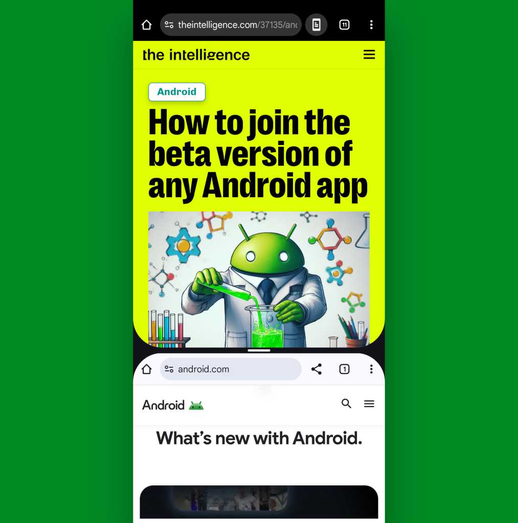 Android split-screen Chrome