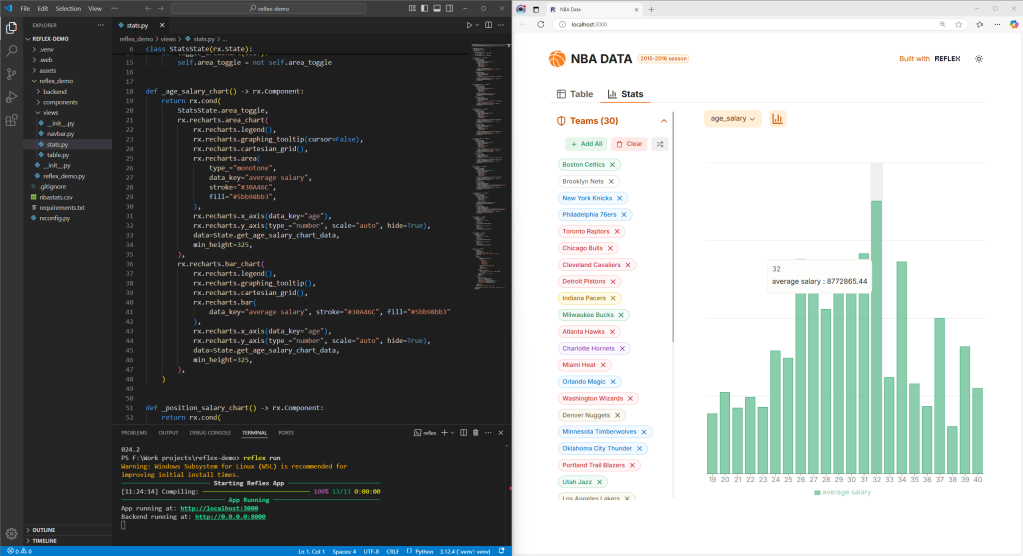 Reflex web app in pure Python