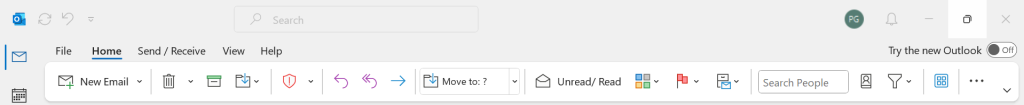 simplified ribbon toolbar in microsoft outlook
