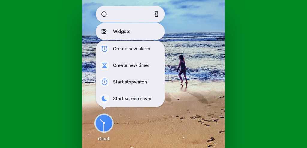 Google Pixel Clock app: Shortcuts