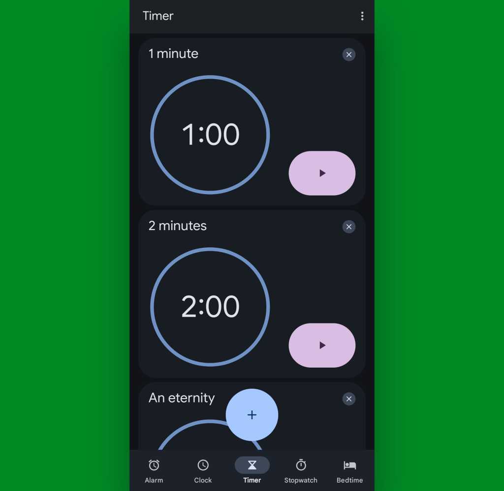 Google Pixel Clock app: Timers