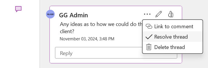 comment actions in microsoft word 2024
