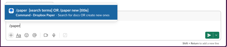 dropbox paper actions in slack